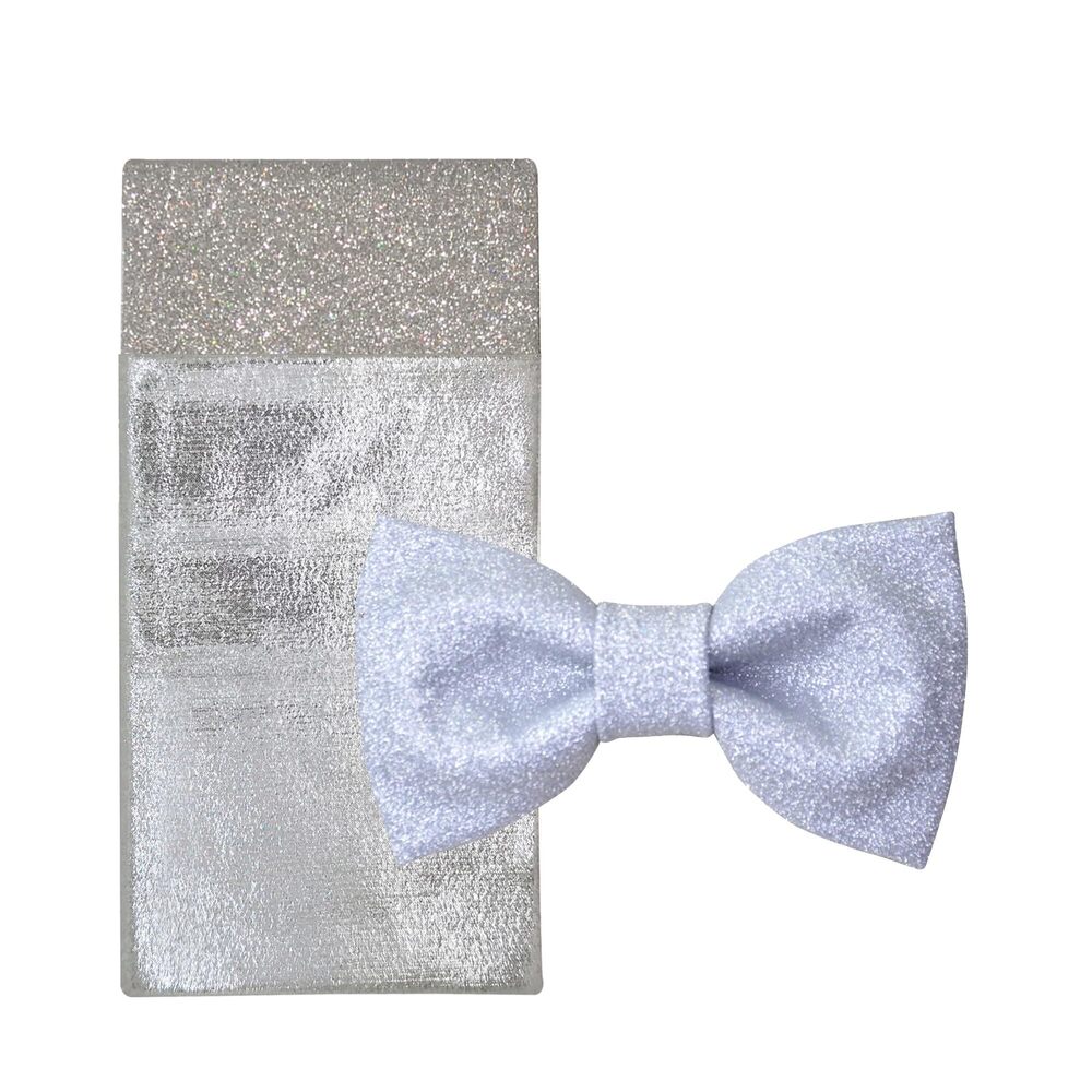 6719 Plain Color Pre-tied Bow Tie and Pocket Square Set | Glitter Sparkling